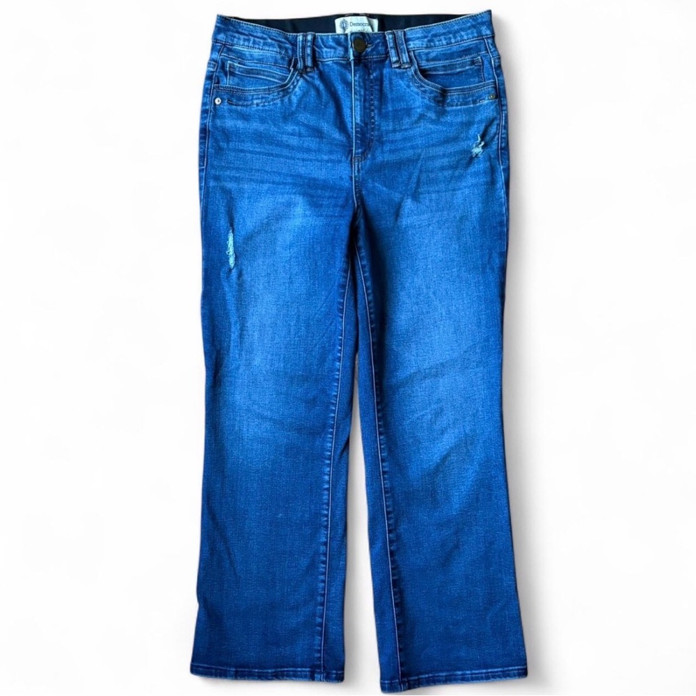 Democracy Ab Technology women's blue distressed denim straight leg jeans 12